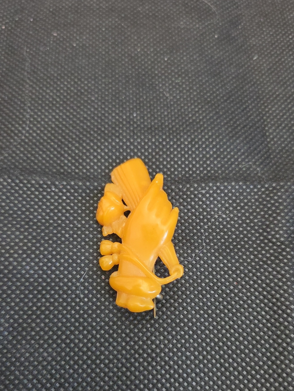 Antique Victorian Early Celluloid Brooch  in Mustard Yellow